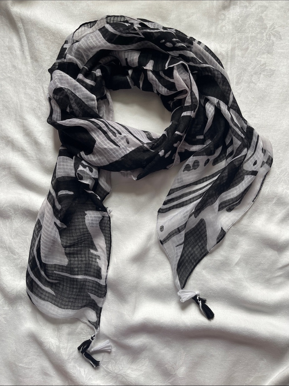 Black & White Abstract Print Scarf